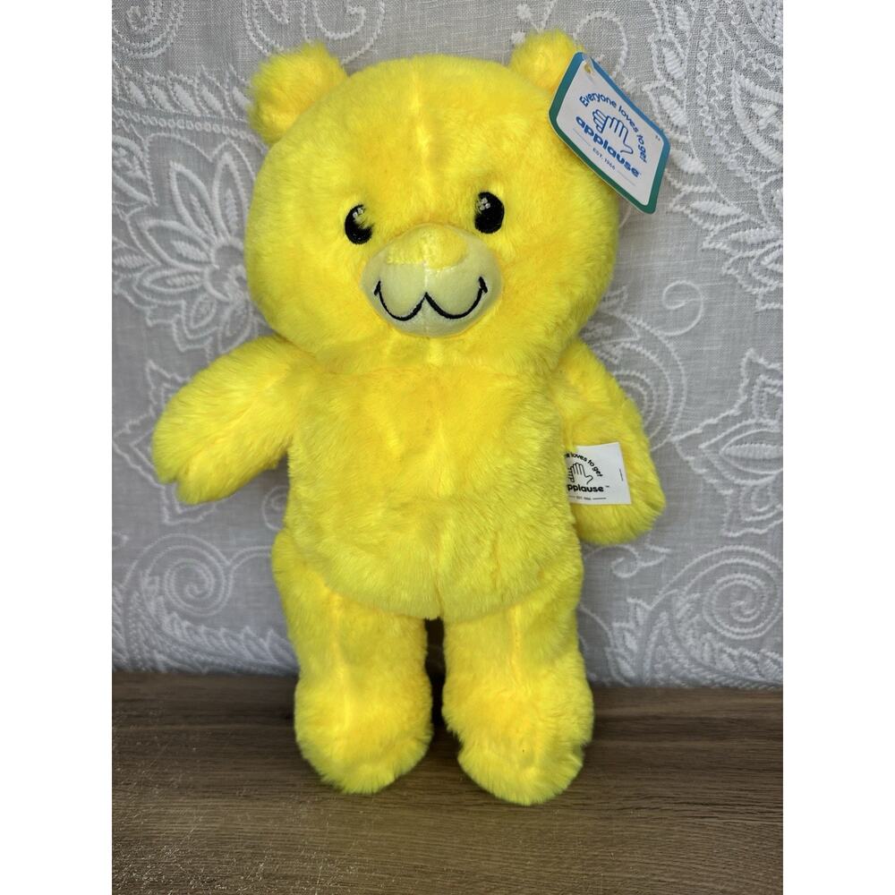 Applause Yellow Standing Teddy Bear 13” Sewn Eyes Jazwares Kelly Toys Stuffed